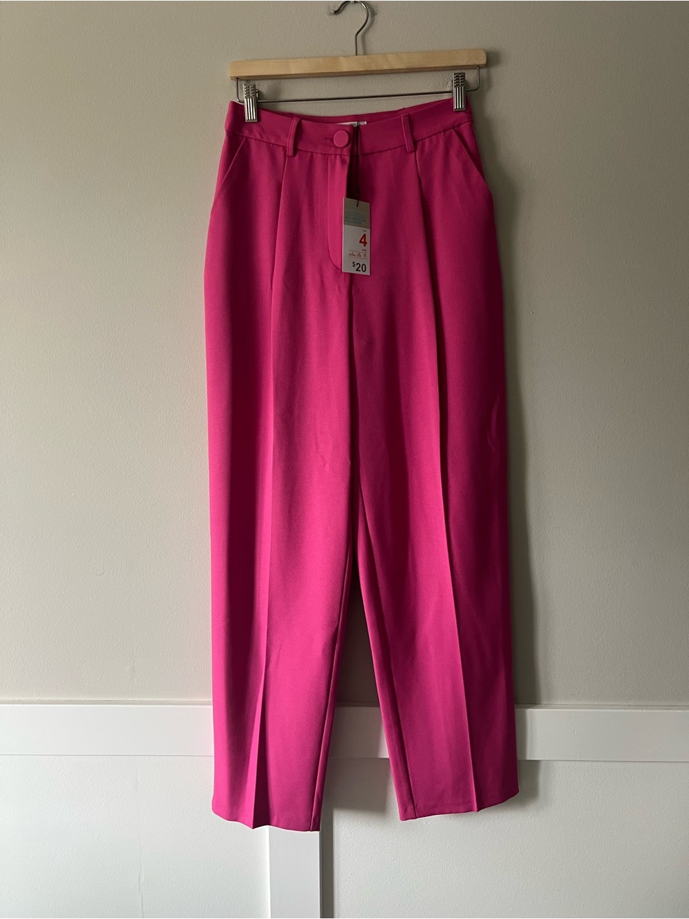 Primark Cares NWT Hot Pink High Rise Tailored Wide Leg Pants Size 4